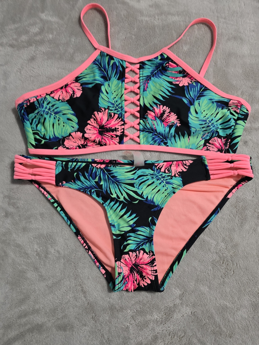 Girls' Tropical Pink Floral Two-Piece Swim Set